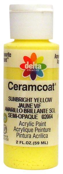 Delta Ceramcoat Acrylic Paint 2oz-Sunbright Yellow - Semi-Opaque