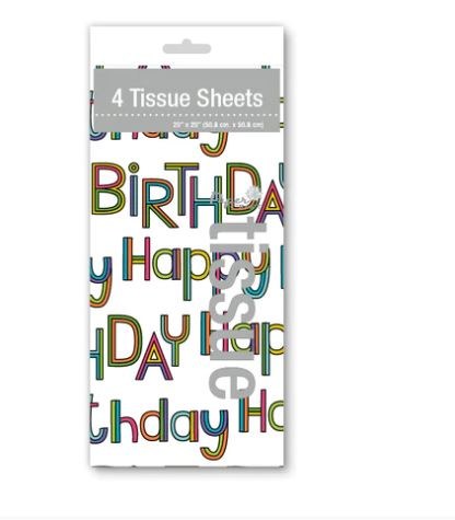 Papercraft 4/CT Printed Tissue - Happy Birthday (Units per Case: 48)