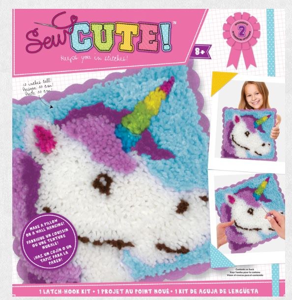 Latch Hook 13"x13" Pillow Kit Unicorn Crafts Direct