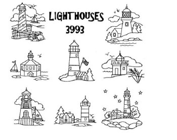 Aunt Martha's Iron On Transfers- Lighthouses #3993