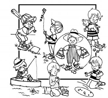 Aunt Martha's Iron On Transfers- Little Boy Tea Towels #3911