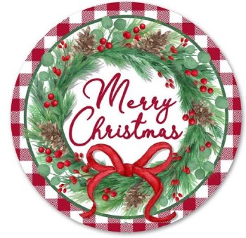 8&quot; Metal Merry Christmas Wreath Sign