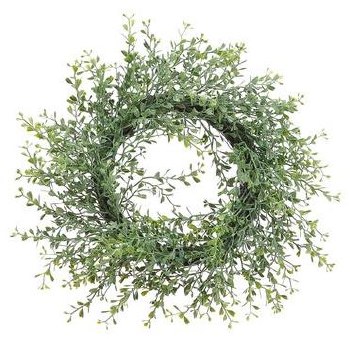 Mini Boxwwod Wreath, 15&quot; - Frosted Green