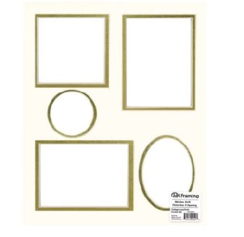 Pre-Cut Double Photo Mat Collage Cream Core, 8 x 10 - 5 Openings - Ivory/Gold