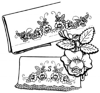 Aunt Martha's Iron On Transfers- Rose Motifs with Monograms #3213
