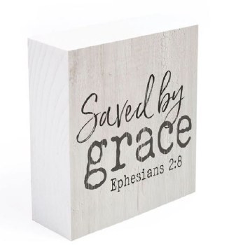 Wood Block Sign - Saved By Grace