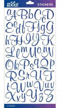 Sticko Alphabet Stickers - Blue Glitter Script