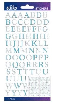 Sticko Alphabet Stickers - Light Blue Foil Goudy - Crafts Direct