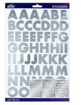 Sticko Alphabet Stickers - Silver Foil Bold