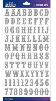 Sticko Alphabet Stickers - Silver Glitter Carnival