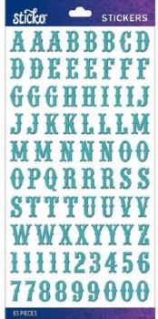 Sticko Alphabet Stickers - Teal Glitter Carnival