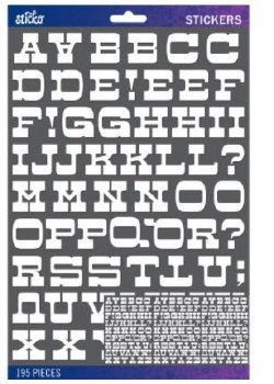 Sticko Alphabet Stickers - White Retro Block