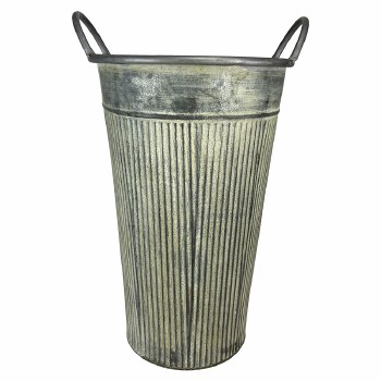 Galvanized Tall Metal Bucket w/ Stripes - Crafts Direct