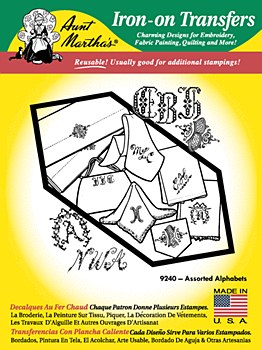 Aunt Martha's Iron On Transfers- Three Alphabets #9240