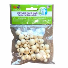Round Wood Beads, Assorted - 60ct