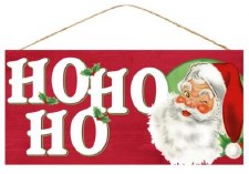 HO HO HO With Santa Face Sign, 12.5"L x 6"W