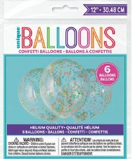 12" Confetti Balloons, 6ct- Multi Confetti
