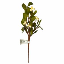 Mistletoe Pick w/ Berries, 12" - Cream