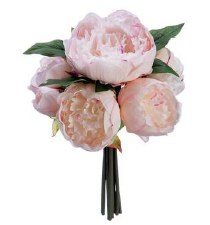 Peony Bouquet x9, 12" - Light Pink