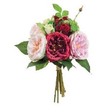 Rose Bouquet, 12" - Burgandy/Mauve