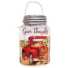 Give Thanks Mason Jar Sign, 15.75"