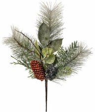 Frost Pine, Cedar, and Leaf Spray, 16"