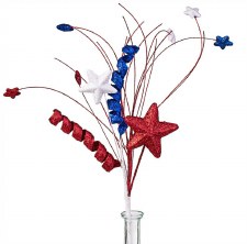18" Glitter Patriotic Star & Twist Spray - Red/White/Blue