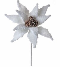 Fluffy Snow Poinsettia Stem, 24"