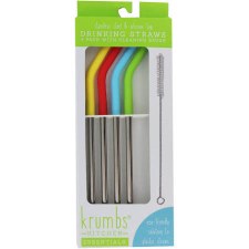 Krumbs Reusable Stainless Steel Straws, 4pk