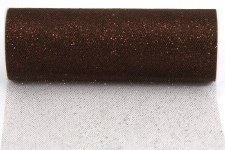 6" Glitter Tulle Roll, 10 yards- Brown