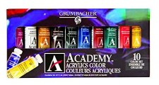 Academy Acrylic Paint, 0.8 oz Metal Tubes - 10 Color Set