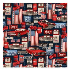 American Muscle Bolted Fabric - Cars & Flags