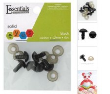 Animal Eyes, 12mm 6Pc - Black