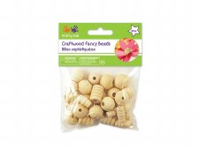 Round Wood Beads, Assorted - 28ct