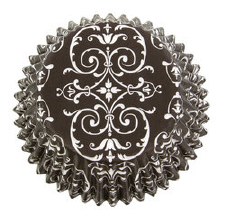 Baking Cups, 75ct- Black & White Trellis