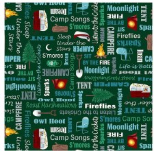 Beneath The Stars Bolted Fabric - Campsite Words