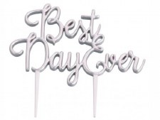 Best Day Ever Silver Cake Topper