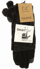 CC Multi Toned Cuffed w/Pom Gloves - Black/Gray