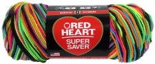Red Heart Super Saver Yarn, Mulit-Color- Blacklight