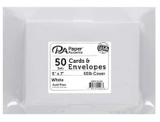 Blank Cards And Envelopes, 5" x 7" - White 50 Pk