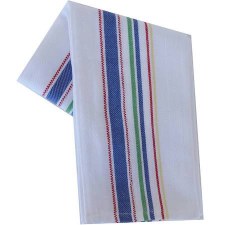 Vintage Style 20" x 28" Tea Towel- Multi Color Stripes on White