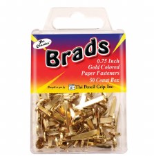 Brads Colored Paper Fasteners, 0.75 - Gold