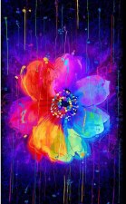 Floral Fabric Panel - Bright Paint Dip Flower