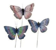 Touch Of Nature Butterflies With Pick, 3pk - Plum, Lavender And Pink