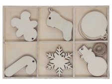Box of Wood Unfinished Ornaments