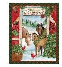 Christmas Fabric Panel - Three Horses