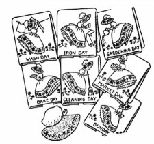 Aunt Martha's Iron On Transfers- Colonial Girl # 3553