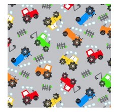 Comfy Bolted Flannel - Tossed Tractors, Gray
