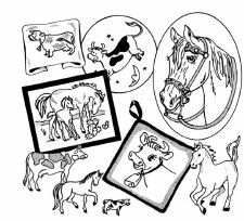 Aunt Martha's Iron On Transfers- Cows & Horses #3833