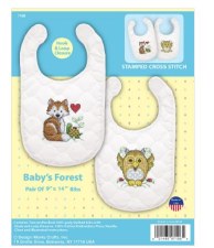 Cross Stitch Baby Bib Kit, Set Of Two - Forest